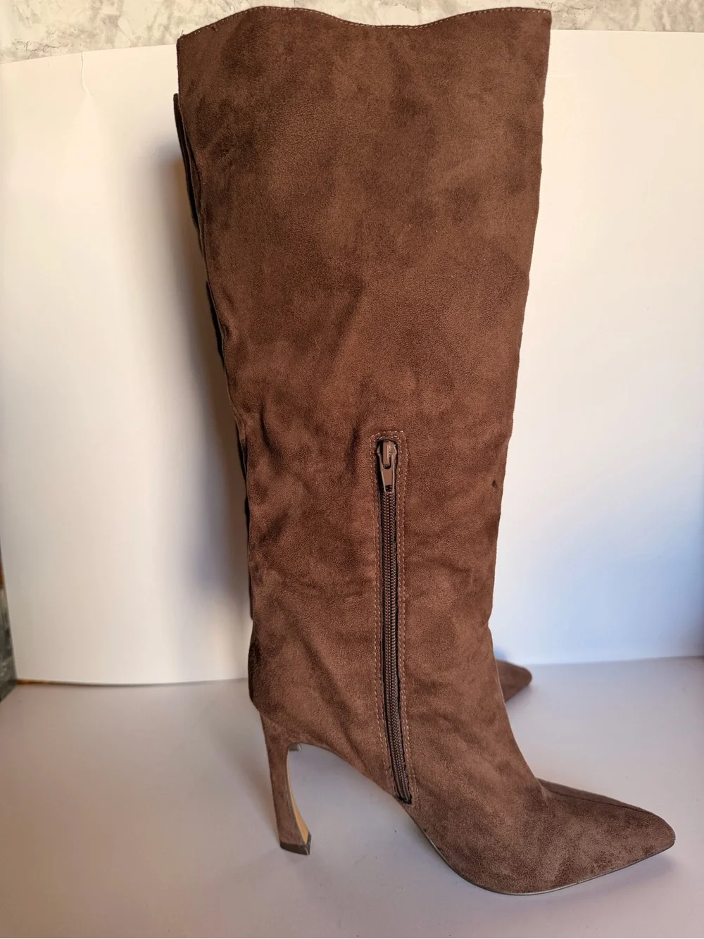 Express Brown Suede Over-the-Knee Heeled Boots